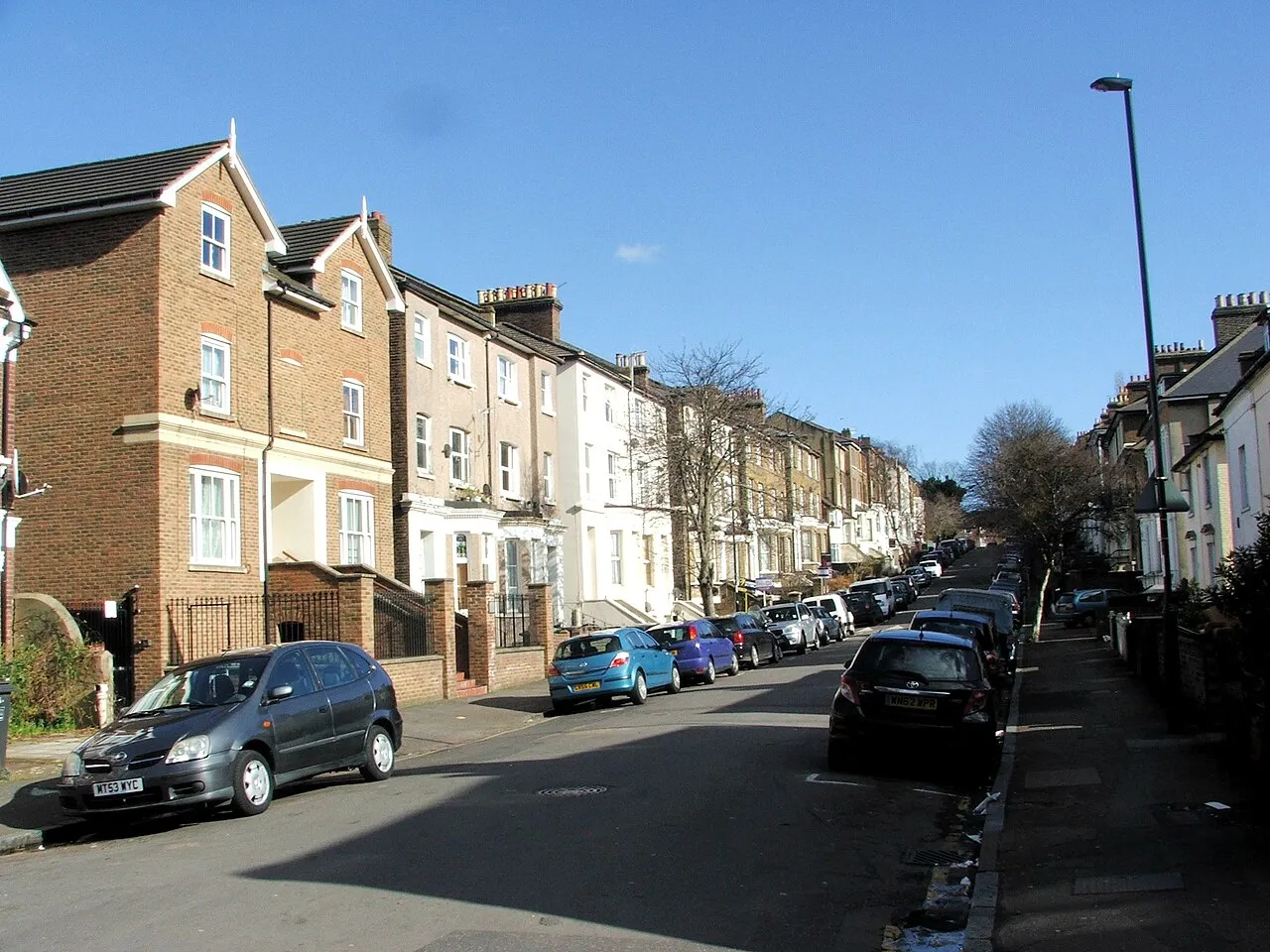 Victorian houses on a sunny residential street in Lewisham, South East London